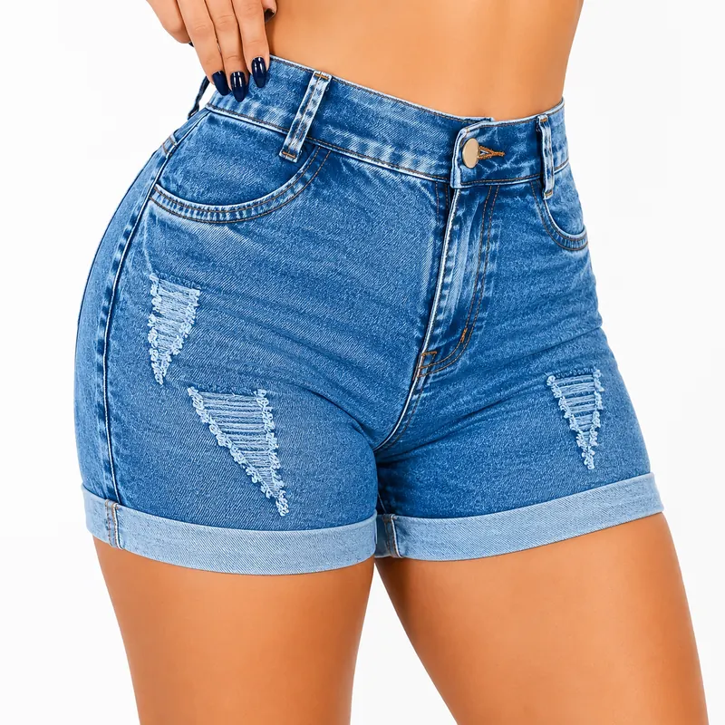 Short Jeans Barra Dobrada Push Up