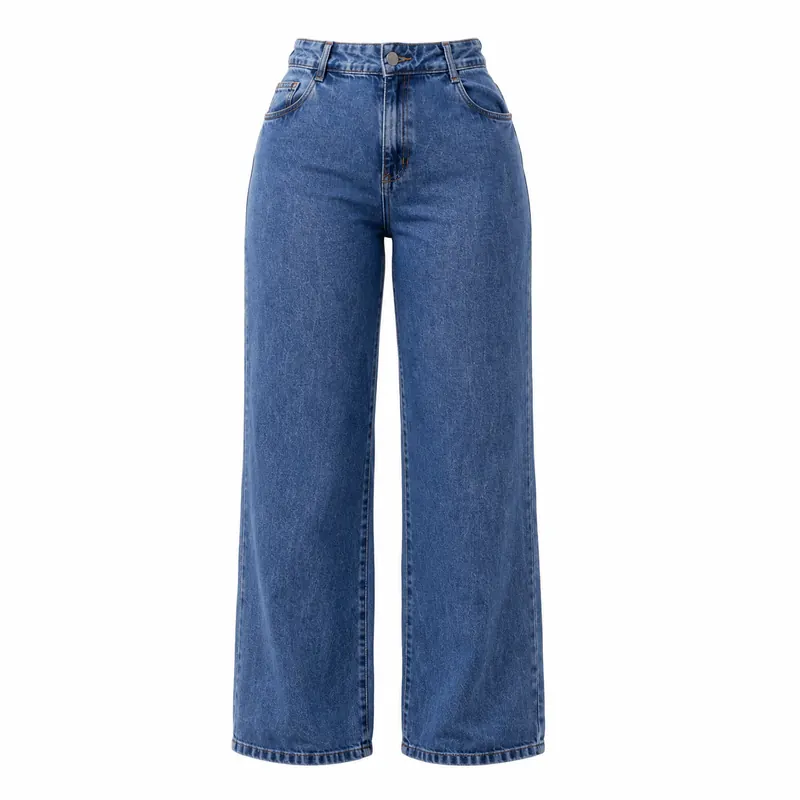 Calça Jeans Wide Leg Cintura Alta