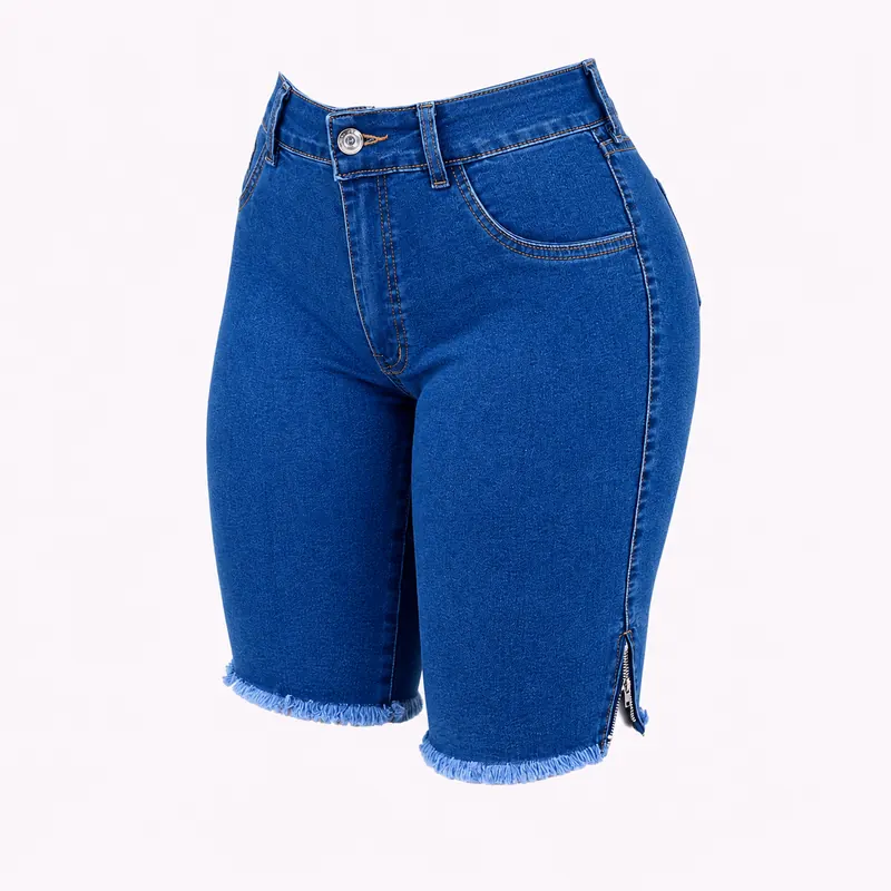 Bermuda Jeans Feminina Destroyed